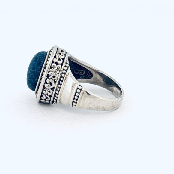 Vintage Chunky Lapis Lazuli Ring Sterling Silver 925 Boho Statement Jewelry Size - Picture 6 of 10